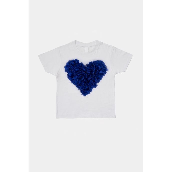 White t-shirt with 3D blue heart
