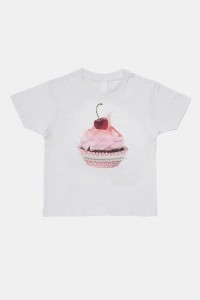 Μπλουζάκι λευκό 3D cupcake κεράσι 