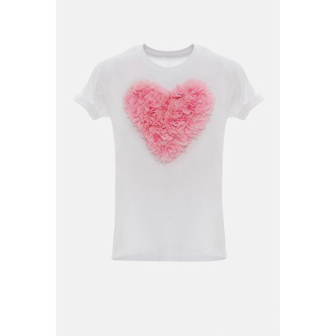 Pink heart short-sleeved blouse