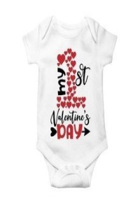 Bodysuit white my 1st Valentine's day - arrow