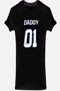 Μπλούζα κοντομάνικη μαύρη DADDY 01 με λευκά γράμματα 