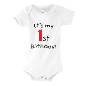 Bodysuit white It's my 1 birthday / 1 red