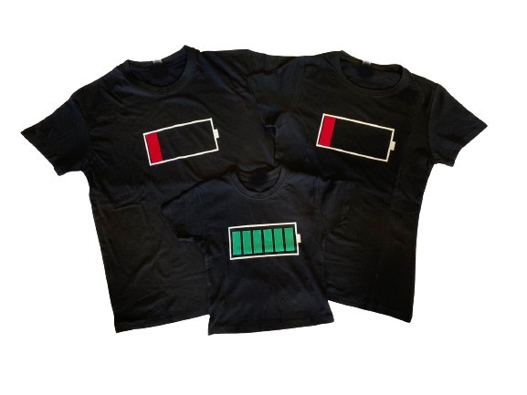 Set of black battery t-shirts