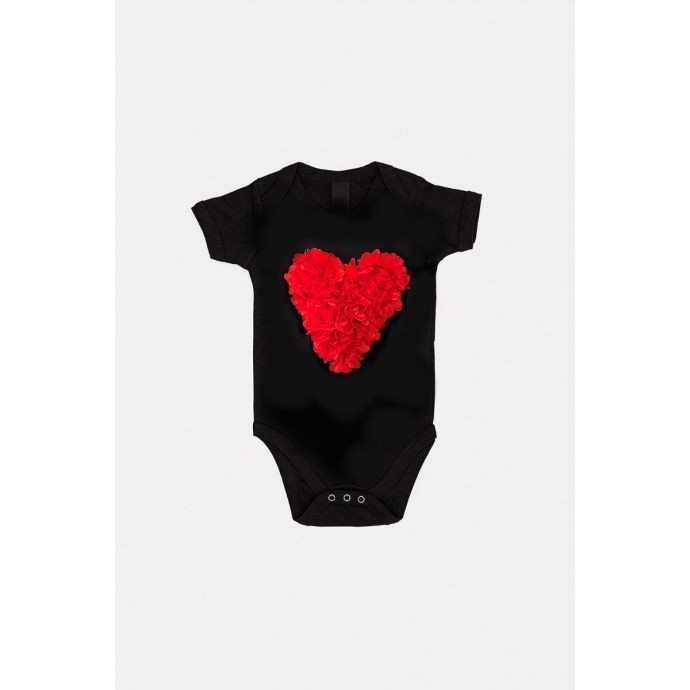 Bodysuit black 3D red heart