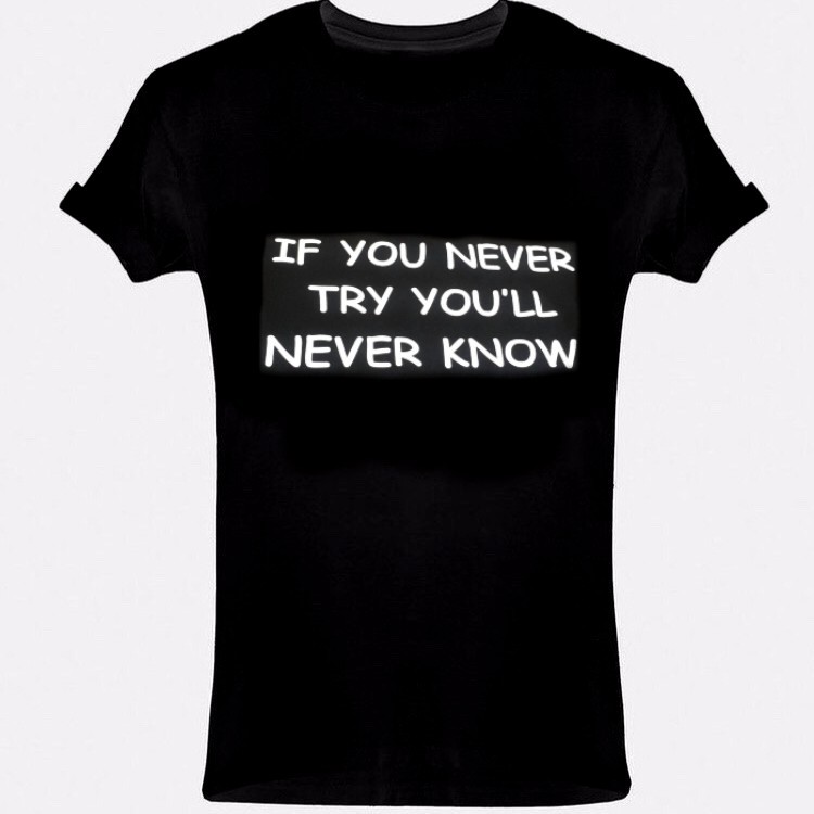 Black short-sleeved blouse IF YOU NEVER TRY YOU'LL NEVER KNOW