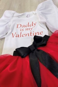 Φορμάκι λευκό κοντομάνικο Daddy is my Valentine