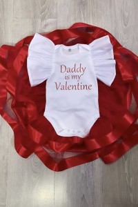 Φορμάκι λευκό κοντομάνικο Daddy is my Valentine
