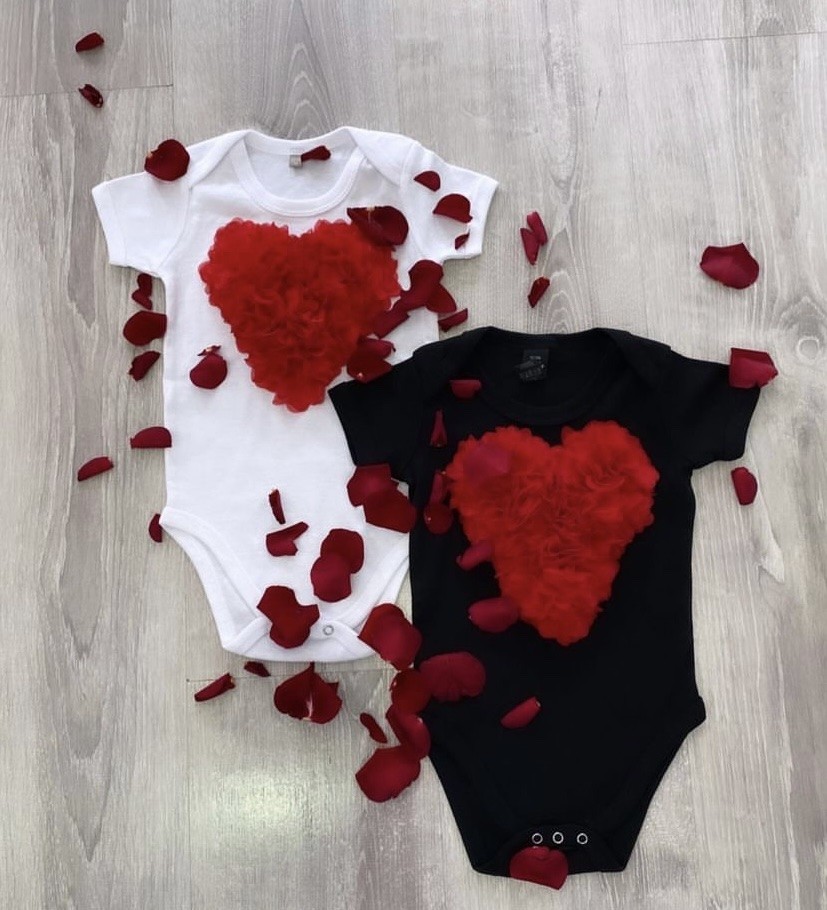 Bodysuit with red Valentine heart