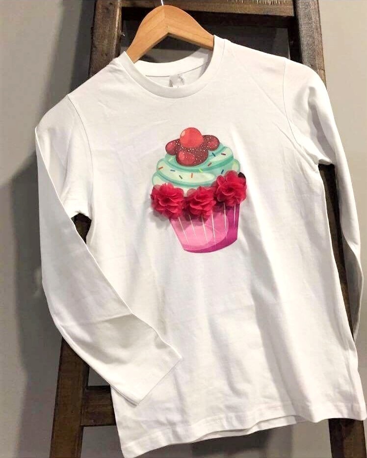 Μακρυμάνικο μπλουζάκι cupcake φράουλα