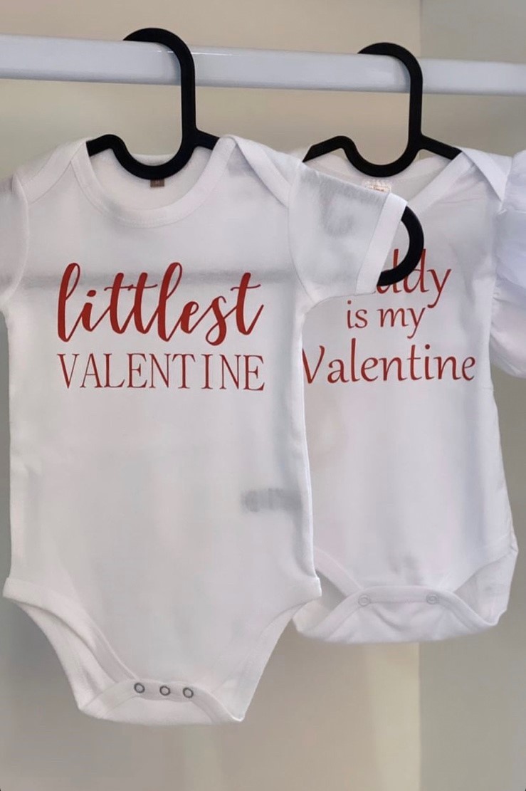 White littlest Valentine bodysuit