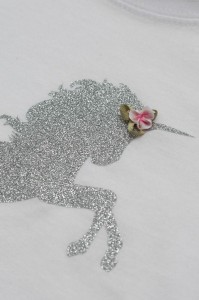 Μπλουζάκι κοντομάνικο μονόκερος ασημί glitter