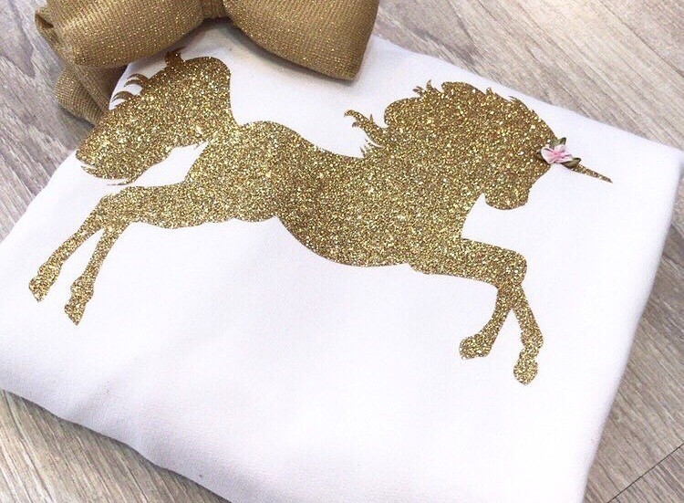 Unicorn gold glitter short sleeve t-shirt