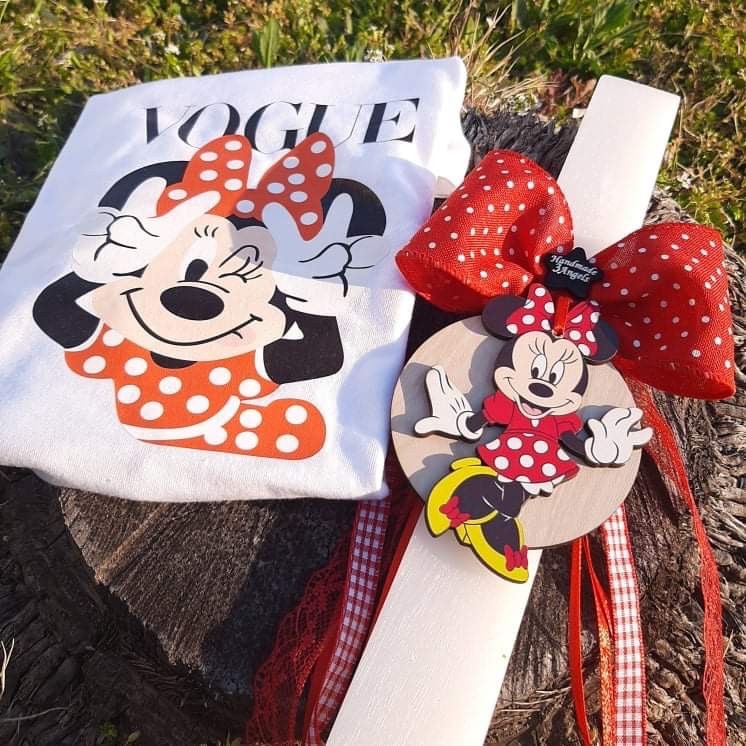 Σετ λαμπάδα με κοντομάνικο μπλουζάκι Minnie vogue