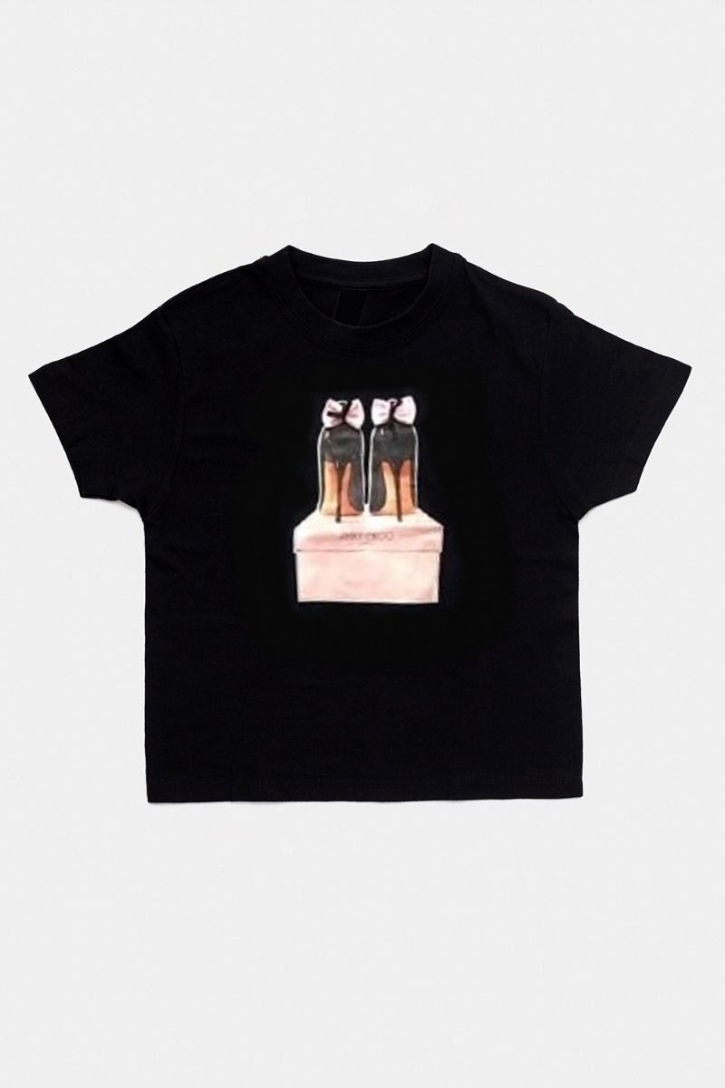 T-shirt short-sleeved 3D shoes / pink bows