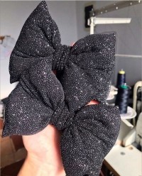 RIBBON GLITTER BOW / black_0