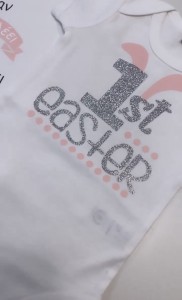 Φορμάκι λευκό my 1st Easter ασημί γκλίτερ και ροζ 