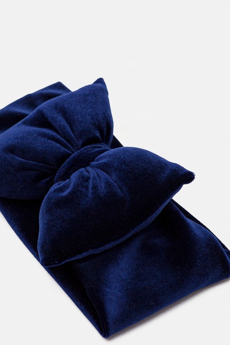 VELVET RIBBON PILLOW BOW - BLUE