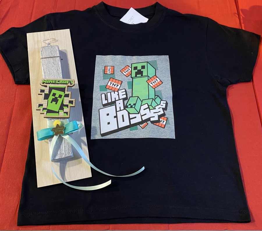 Candle set with short-sleeved T-shirt Minecraft like a boss