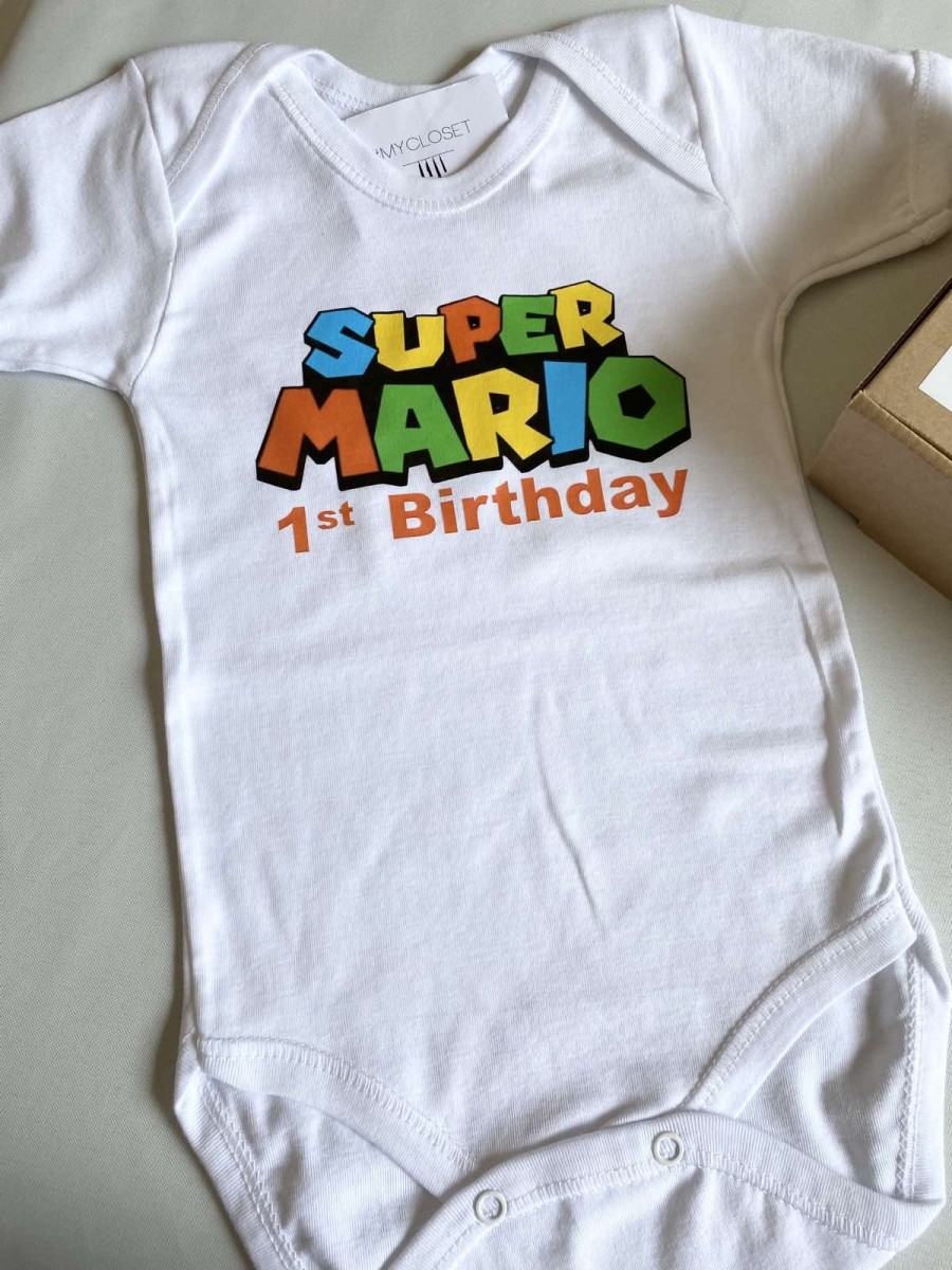 Φορμάκι λευκό SUPER MARIO / 1st Birthday