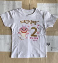 Μπλουζάκι λευκό birthday baby shark / αριθμός γενεθλίων  