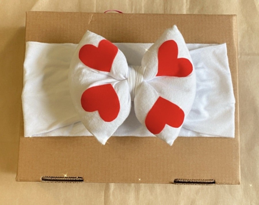 PILLOW BOW RIBBON - red hearts