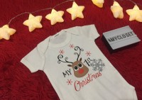 Φορμάκι λευκό My 1st Christmas / ταρανδάκι και χιονονιφάδα_0
