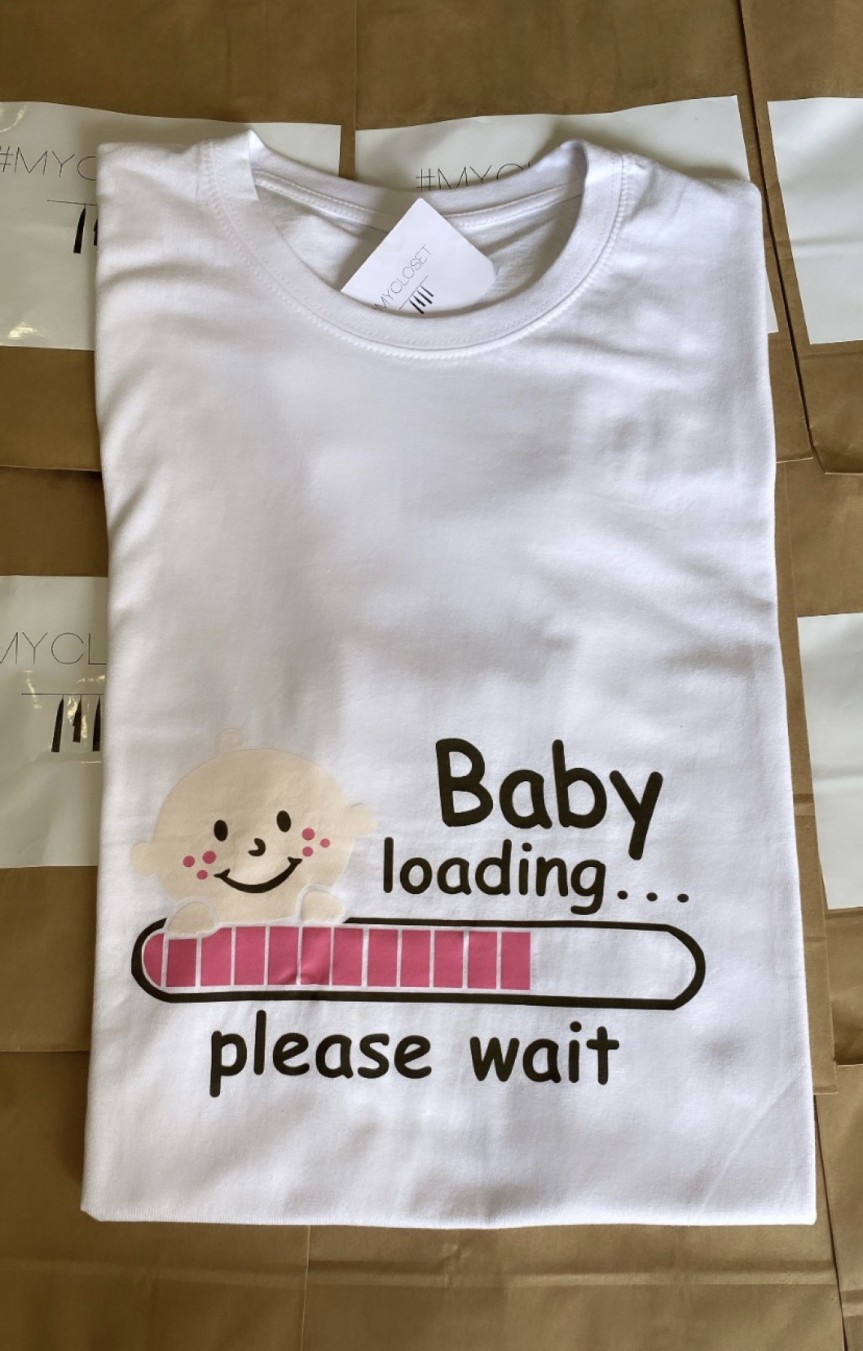 Μπλούζα κοντομάνικη baby loading.. please wait / ροζ