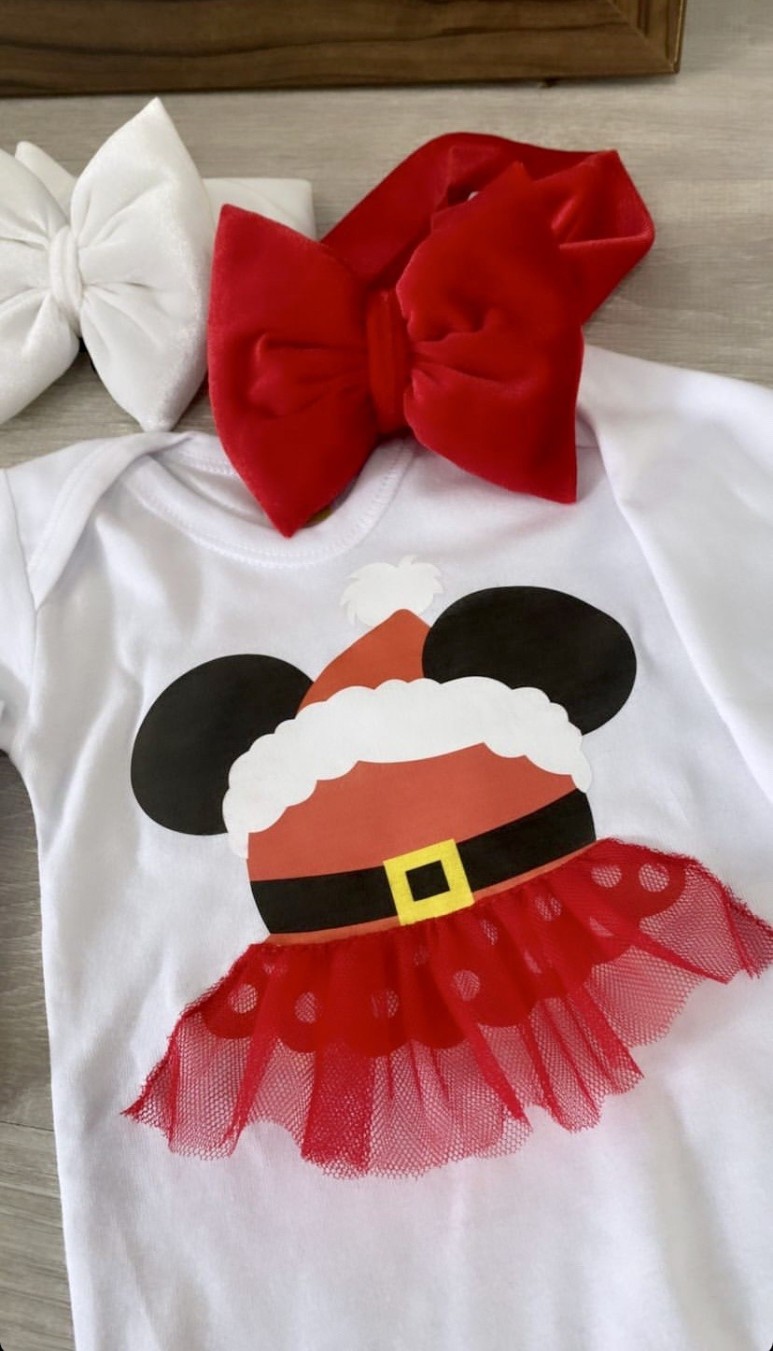 Φορμάκι λευκό μακρυμάνικο Minnie Christmas