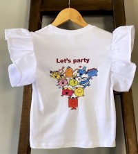 White T-shirt with ruffled sleeves Little Gentlemen and Little Ladies / Birthday 6