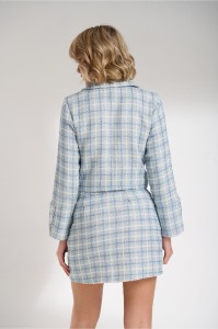 ΜΙΝΙ ΦΟΥΣΤΑ TWEED LIGHT BLUE - YVONNE