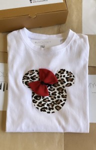 Μπλουζάκι κοντομάνικο Animal Print Minnie Με Κόκκινο Φιογκάκι