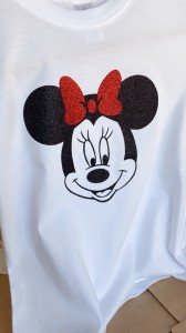 Μπλουζάκι λευκό κοντομάνικο Minnie Mouse γκλίτερ 