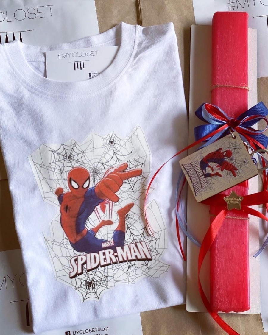 Σετ λαμπάδα με κοντομάνικο μπλουζάκι Spiderman fly