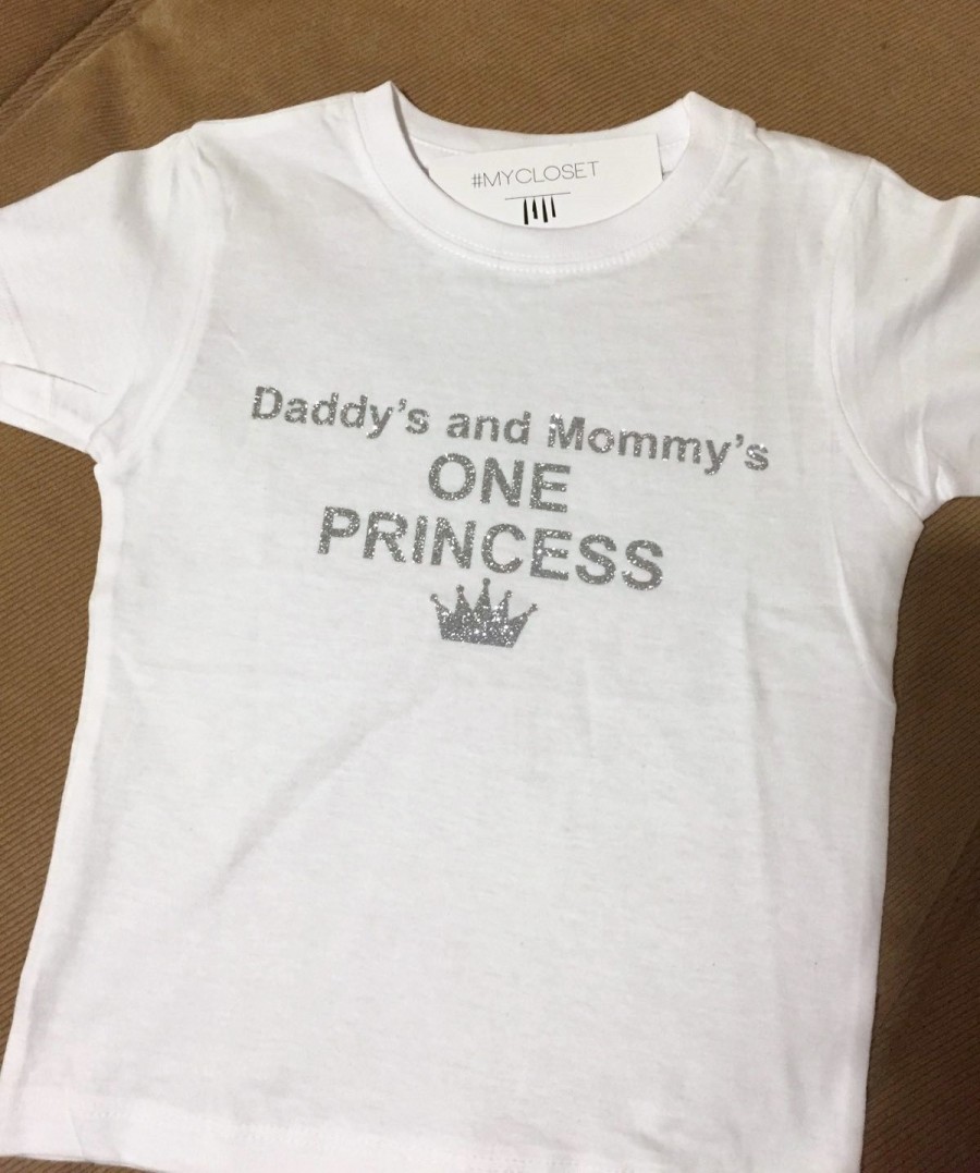 Μπλουζάκι λευκό Daddy's and Mommy's ONE PRINCESS     