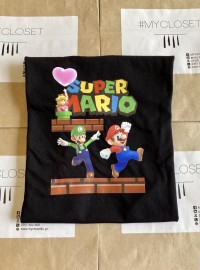 Μπλουζάκι μαύρο κοντομάνικο Super Mario με Luigi