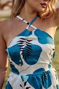 ΦΟΡΕΜΑ MAXI FLOWER BLUE - ANGELICA