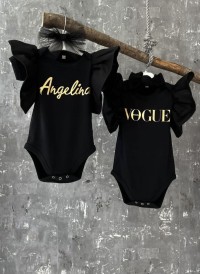 Φορμάκι μαύρο vogue με μαύρα μανίκια βολάν 