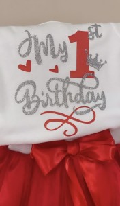 Σετ my 1st birthday στα κόκκινα με tutu κόκκινο φραμπαλά 