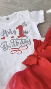 Σετ my 1st birthday στα κόκκινα με tutu κόκκινο φραμπαλά 