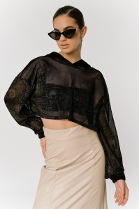 ΜΑΥΡΟ GLITTER CROP TOP - IRIS