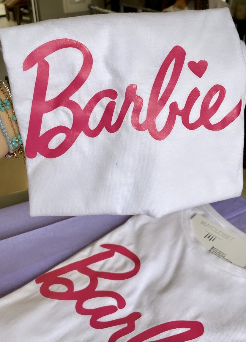 Σετ μπλουζάκια λευκά κοντομάνικα Barbie φούξια 