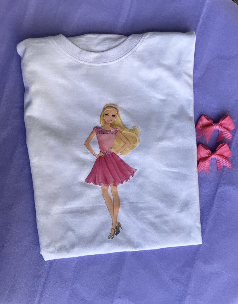 Μπλουζάκι λευκό κοντομάνικο Barbie doll