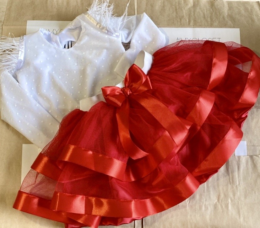 Double-breasted tutu skirt - red