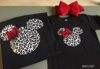 Σετ μπλουζάκια μαύρα κοντομάνικα Animal Print Minnie Με Κόκκινο Φιογκάκι
