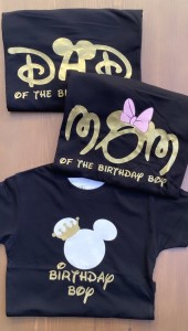 Σετ μπλουζάκια μαύρα κοντομάνικα θέμα Mickey prince Birthday Boy 