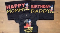 Σετ μπλουζάκια μαύρα κοντομάνικα θέμα Μίκυ HAPPY BIRTHDAY 