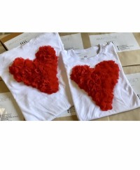  Σετ μπλουζάκια κοντομάνικα με 3D κόκκινη καρδιά