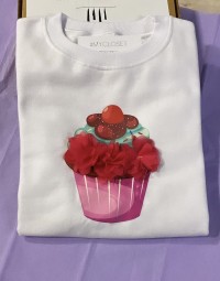 Φούτερ λευκό 3D Cupcake φράουλα 