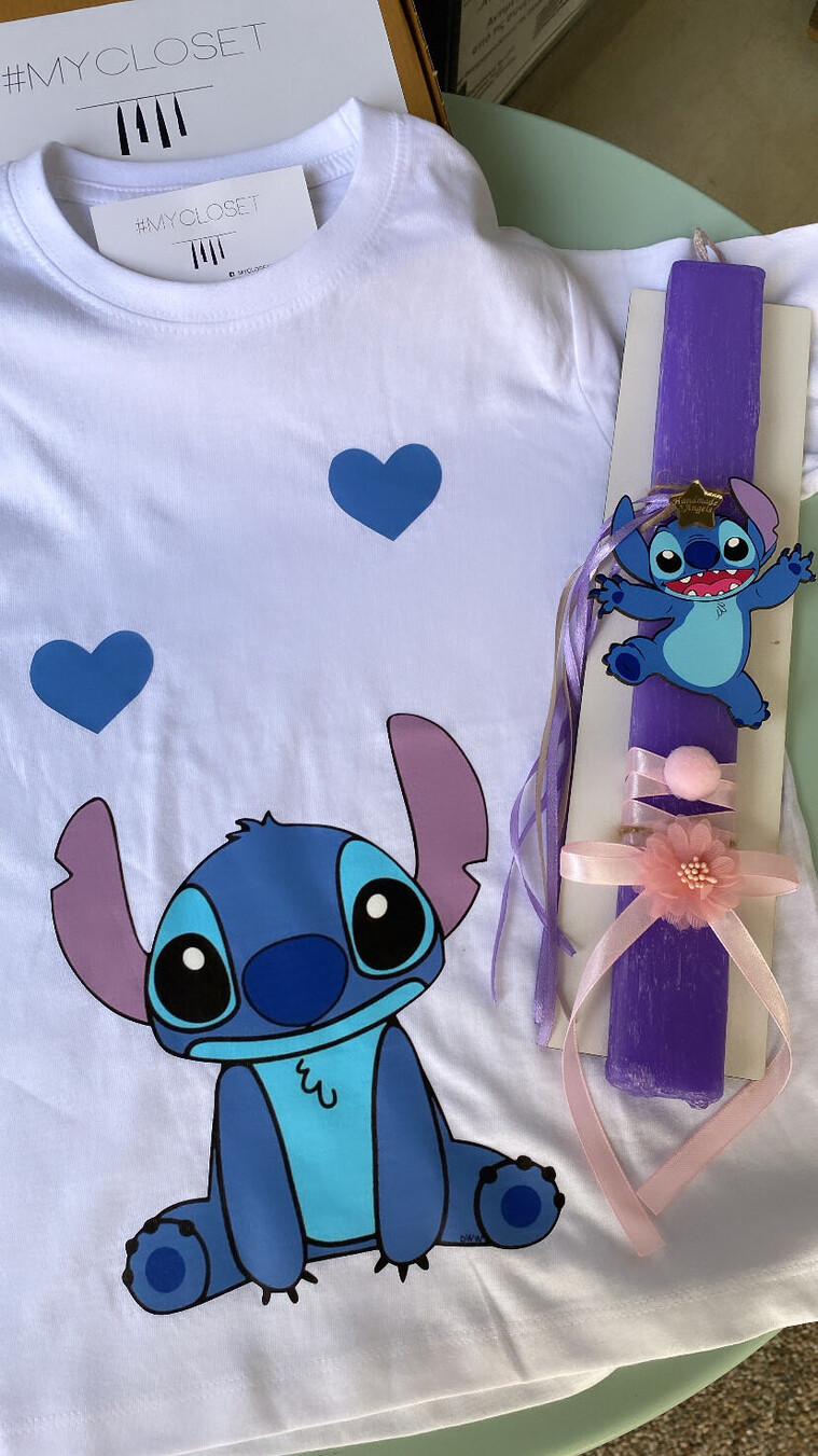 Σετ λαμπάδα με μπλουζάκι Stitch 
