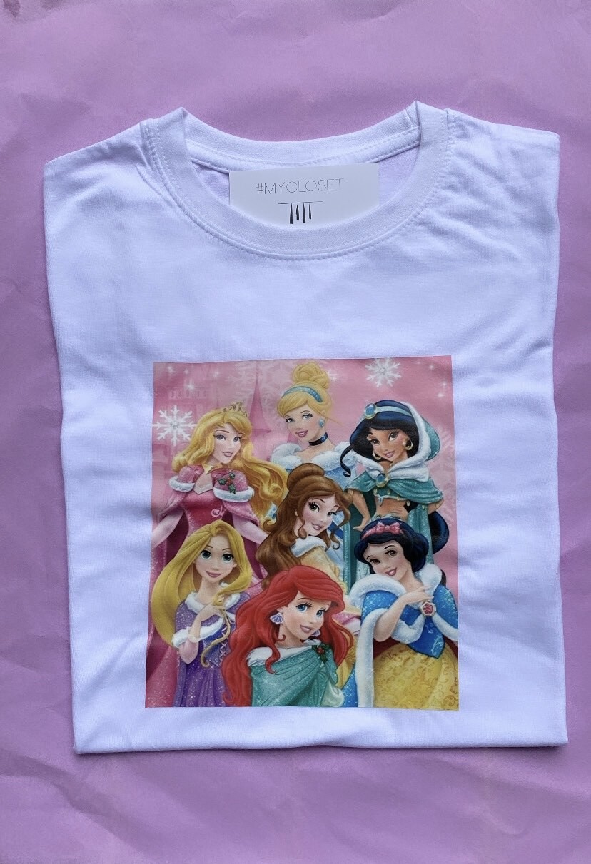 Μπλουζάκι λευκό κοντομάνικο πριγκίπισσες Disney